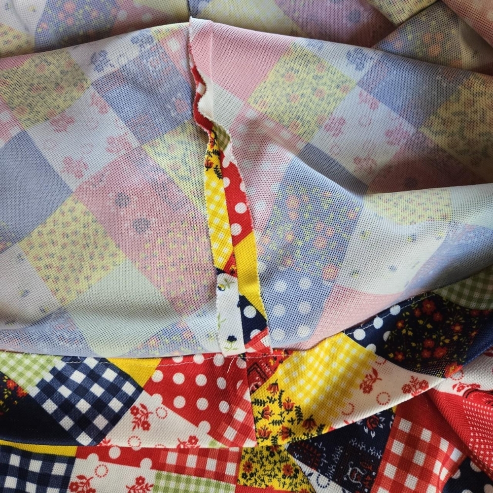 Vintage 70s Polyester Patchwork Pinafore Dress Xs - image 6